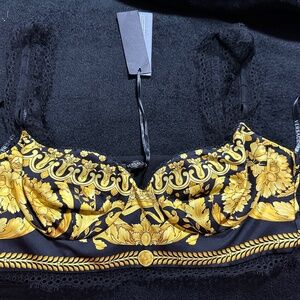 BNWT Versace Barocco silk lace-trimmed crop top